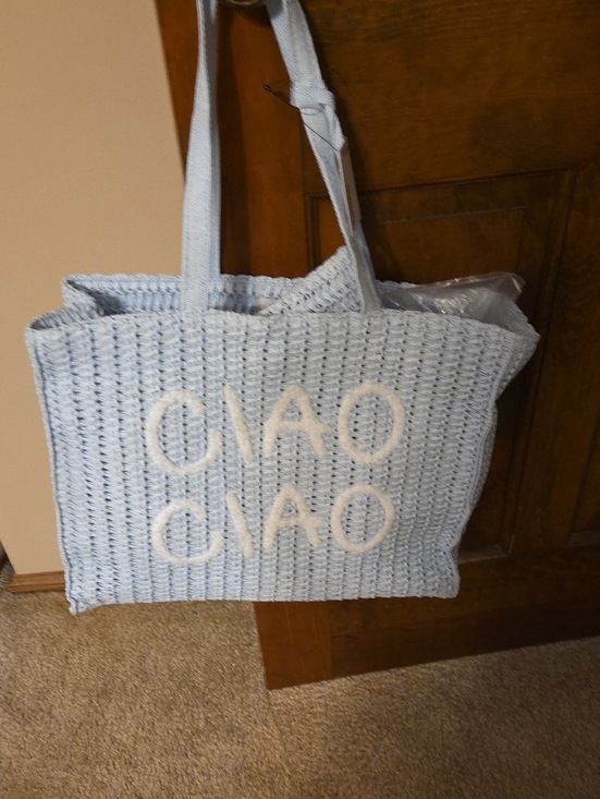 Sonoma Handbags - Light Blue 'CIAO CIAO' Woven Tote Bag